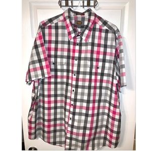 The Foundry Short Sleeve Plaid Button-Front 3XL